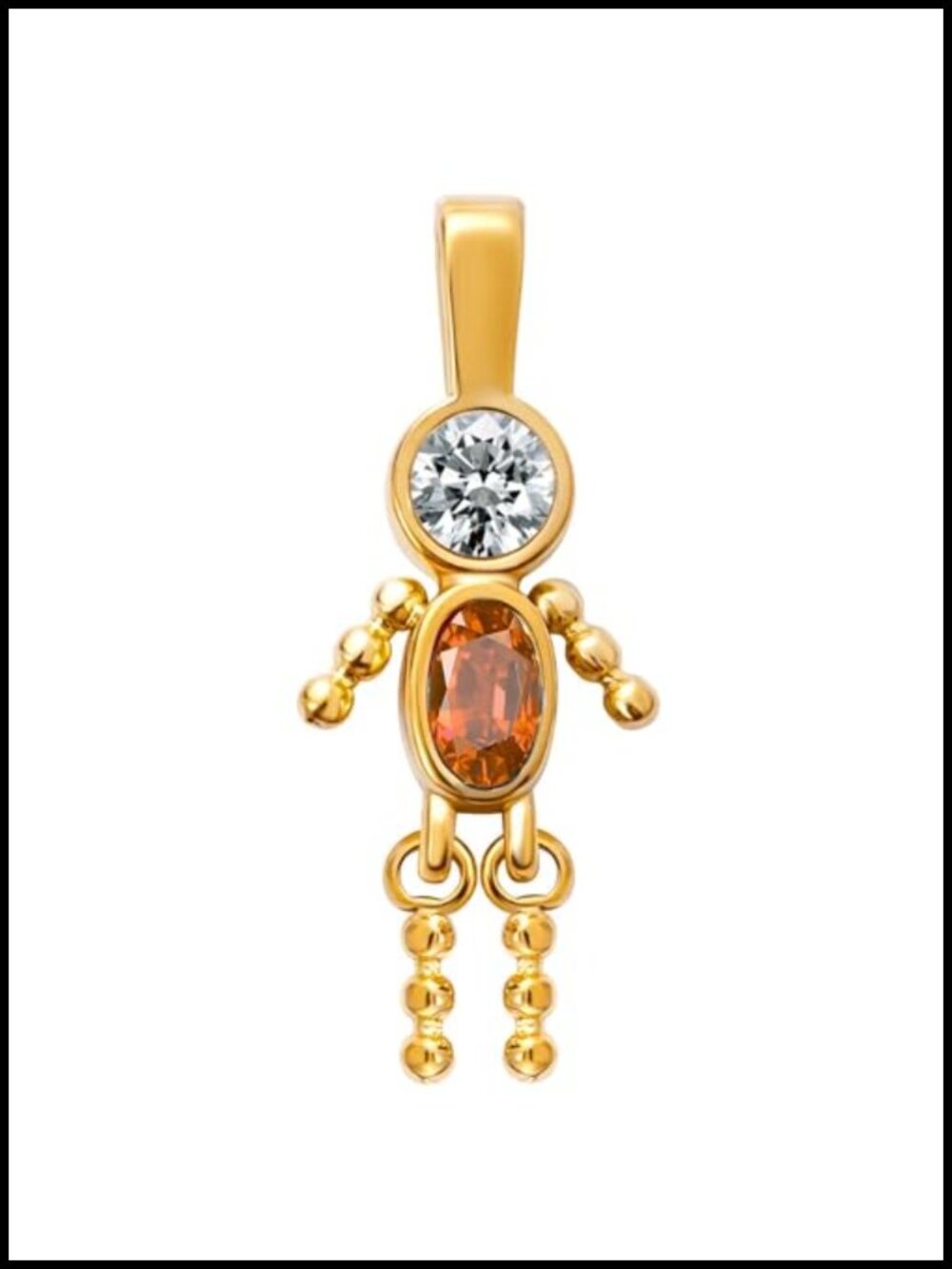 Birthstone People Charms for Necklace - Stainless Steel Gold Plated Pendant -